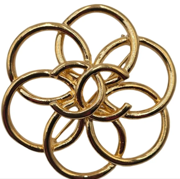 #5 Chanel Flower Brooch Centered with CC Logo, 1996
